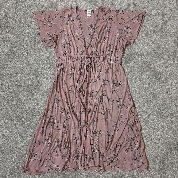 American Rag Cie Kimono Cardigan Womens XL Pink Floral Hi-Low Sheer Boho Hippie - Picture 4 of 10